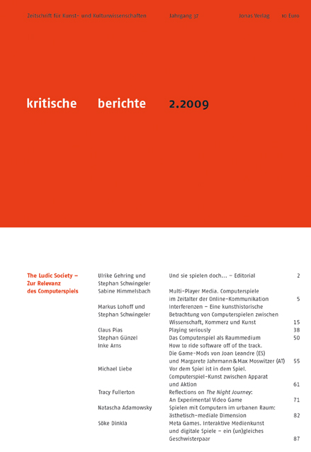 Cover kritische berichte 2-09