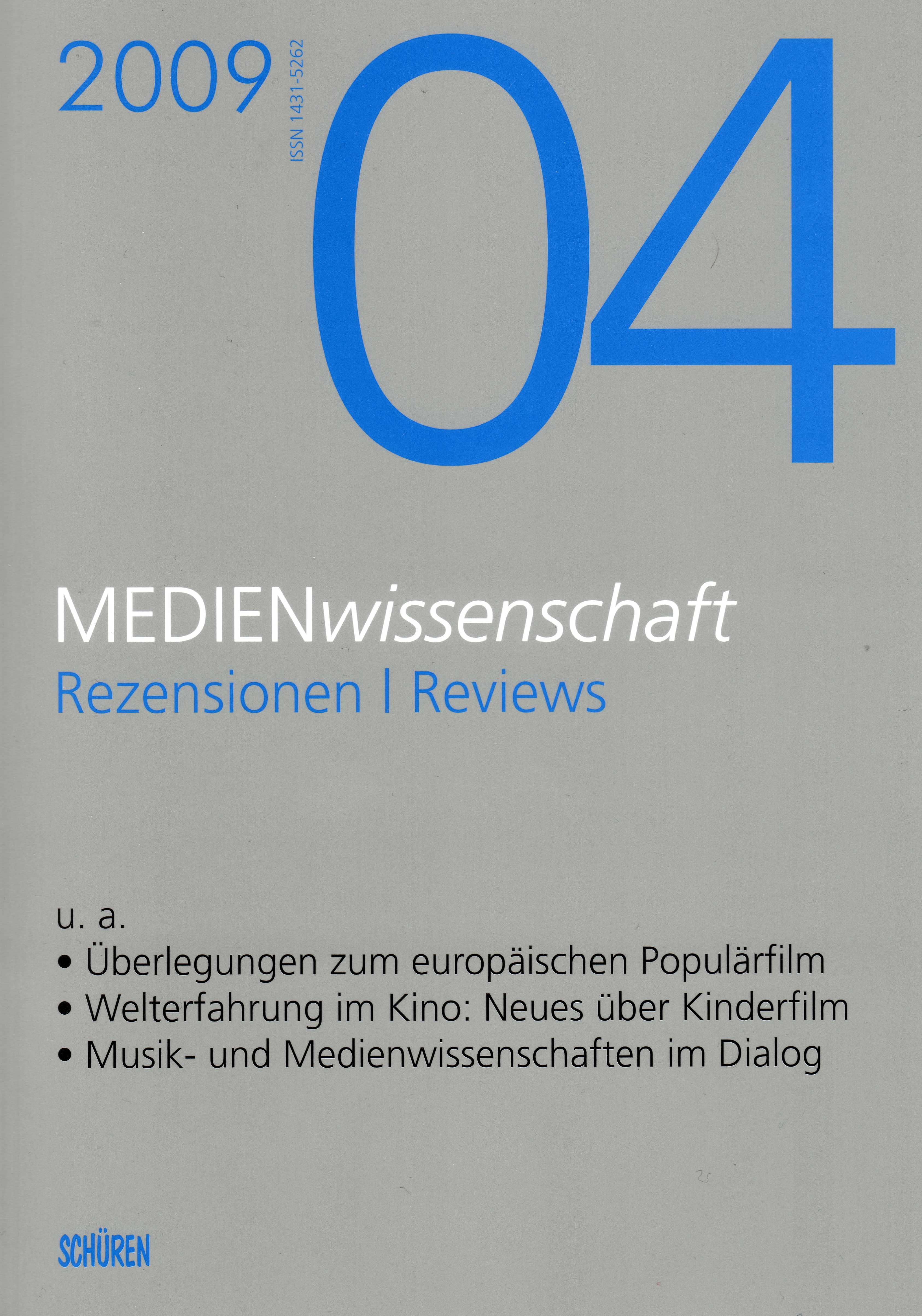 Cover MEDIENwissenschaft 4-09